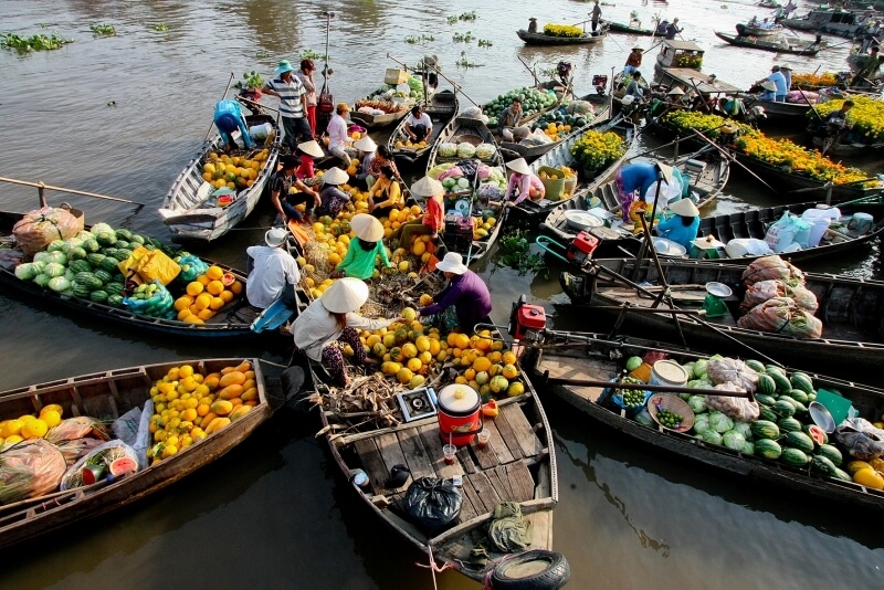 Chợ nổi Trà Ôn ở huyện Trà Ôn, tỉnh Vĩnh Long.